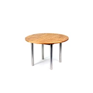 PREMIUM TEAK WOOD TOP WITH STAINLESS STEEL GRADE #304 BASE ,SIMPLE AND ELEGANT ACCURA ROUND TABLE D 120
