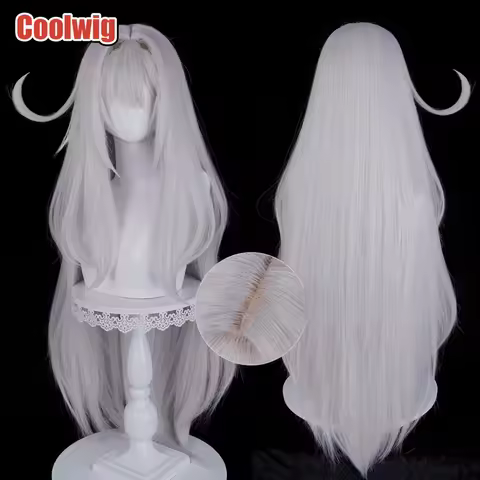 Coolwig Synthetic Hair Ronova Cosplay Wigs Genshin Impact Ronova Halloween 98cm Long Straight Silver