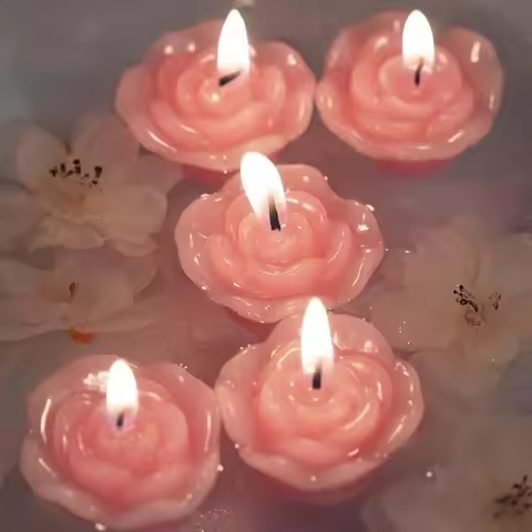 1/5pcs Flower Floating Candles Romantic Rose Shaped Candle Set for Valentine's Day Evens Wedding Hom