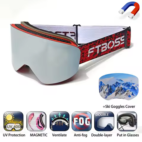 Ski Goggles Magnetic Ski Goggles Winter Ski Equipment Sports Goggles Double Layer Anti Fog Advanced 