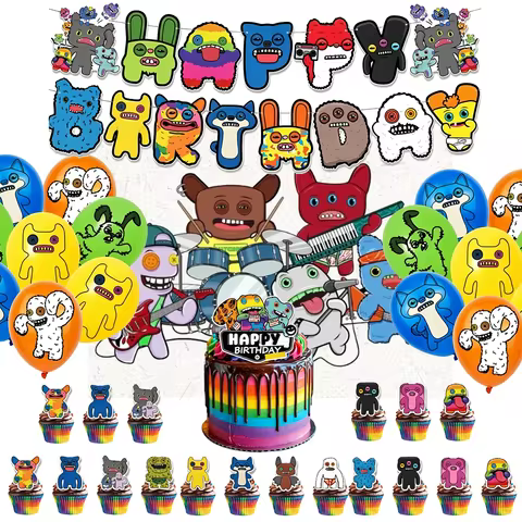Fuggler Funny Ugly Monster Theme Birthday Party Decoration Background Weird Teeth Backdrop Balloons 