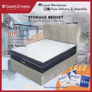 3336 Bed Frame | Frame + 10" Mattress Bundle Package | Single/Super Single/Queen/King Storage Bed | Divan Bed