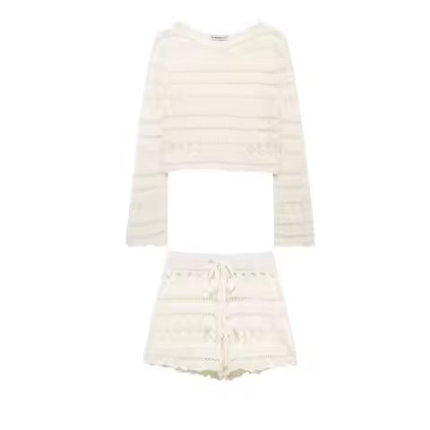 Women's 2 sets Summer 2024 new women's crochet top + shorts set