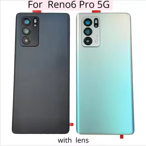 For OPPO Reno6 Pro 5G Glass Battery Cover Reno 6 Pro Back Door Rear Housing Panel Case + Camera Lens