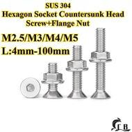 [CB-NLJLS] SUS304 Hexagon Socket Countersunk Head Screw+Flange Nut Two-Piece Set M2.5/M3/M4/M5 Hexag