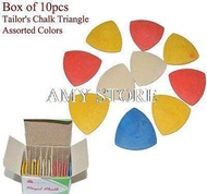 Box of 10 Triangle Tailor's Chalk,4 Assorted Colors,Crayons,SewingQuilting Tool