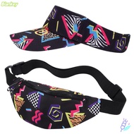 BLANKEYZ 80s Outfit Sun Visor Hat, Comfortable Colorful 80s 90s Fanny Pack,  Cotton Soft Waist Bag f