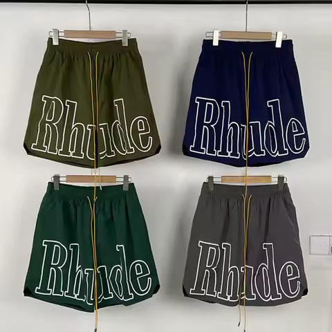 American Rhude Shorts Casual Loose Breathable Multi-color Trendy Mesh Beach Sports Shorts