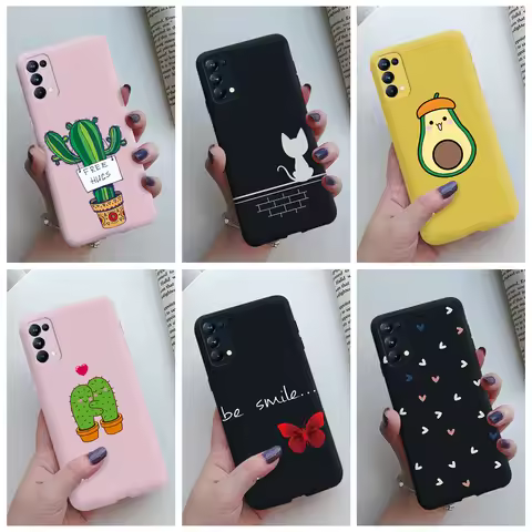 For Oppo Reno5 Pro Case Cute Cat Cactus Painted Soft Silicone Back Cover For Oppo Reno 4 5 Reno4 Ren