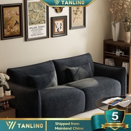 Fabric Sofa For Small Living Rooms Black Straight-line Sofa Vintage Style Two- And Three-seater Sofa