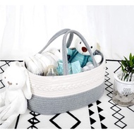 Baby Rope Diaper Caddy Organizer (100% Cotton Canvas) Rope Nursery Storage Bin Baby Diaper Organizer Storage Bag