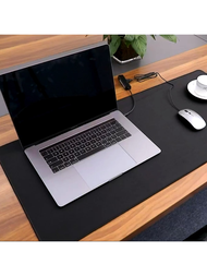 大型遊戲滑鼠墊,帶有防滑橡膠底部,縫邊設計,適用於筆記本電腦、計算機和pc,遊戲玩家、辦公室和家用腕托,經典黑色