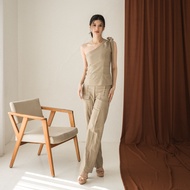 ATVEZZO EASE - Ammora One Shoulder Top Khaki Women's Sleeveless Tops Soft Denim Plain Sleeveless Cal