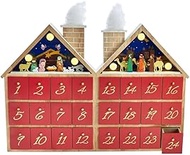 Kurt S. Adler D3699 Kurt Adler 11.81-Inch Battery-Operated Wooden LED Nativity Advent Calendar, mult