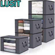 LUSIT Foldable Storage Box, 35L/60L/90L Transparent Window Clothes Storage Bins, Sundries Organizer 