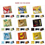 Pokemon Eevee Anime Full Color Snap Button pu Leather Short Wallet Men's and Women's Card Holder Stu