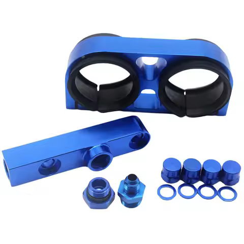 Billet Aluminum Outlet Manifold 60MM Dual Fuel Filter Fuel Pump Bracket/Clamp /Mount For 044 Fuel Pu