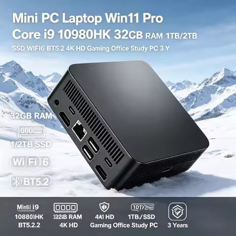 Mini Laptop Win11 Pro, Core i9 10980HK, 32GB RAM, 1TB/2TB SSD, WiFi6 BT5.2, 4K Screen, All-purpose U