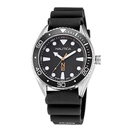 ▶$1 Shop Coupon◀  Nautica Men s Stainless Steel Quartz Silicone Strap, Black, 22 Casual Watch (Model