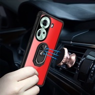 Handphone Case OPPO Reno11 Pro 5G Global Version Reno 11 5G 2024 New Silicone Transparent With Car Mounted Magnetic Suction Ring Stand Holder Casing OppoReno11 Reno11Pro