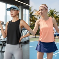 Women's gym drawstring tanktops tx224 - stretchy, airy poly spandex fabric, supports flexible moveme