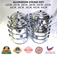 Cap Kucing Aluminium 3 Layer Steam Pot 22cm ~ 40cm Periuk Kukus Tebal 3 Tingkat Nasi Kukus