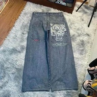 กางเกงยีนส์ทรงหลวมสไตล์ฮาราจูกุยูนิฟอร์มย้อนยุค JNCO Jeans Y2K กางเกงขายาวทรงหลวมสไตล์ฮิปฮอปกราฟิกย้