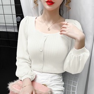AJW [XBH] Atasan Blouse Rajut Wanita Kekinian | Puffy Blouse Lengan Panjang Wanita Korean Style |  B