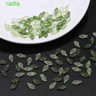 RADIANTZAP Green Transparent Leaf Shape Beads, Leaf Shape Transparent Green Acrylic Leaf Beads, DIY 