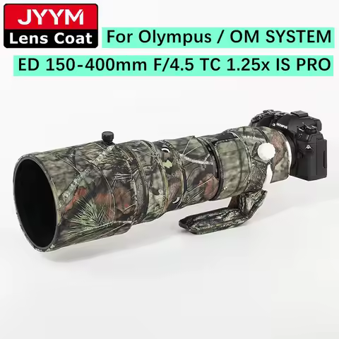 Lens Camouflage Coat For Olympus / OM SYSTEM ED 150-400mm F/4.5 TC 1.25x IS PRO Waterproof Rain Cove
