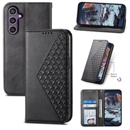 For Samsung S26FE A06 A07 A57 A37 A56 A36 A27 A16 A17 Diamond Rhombus Embossed PU Leather Phone Wall