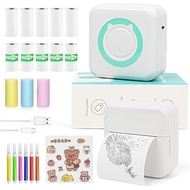 MXiiXM Mini Sticker Printer，Portable Mini Pocket Printer，Smart Inkless Thermal Printer with13Roll Pa