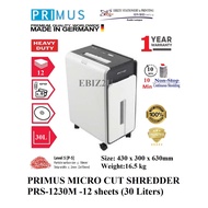 PRIMUS MICRO CUT SHREDDER PRS-1230M -12 sheets (30 Liters) Micro Cut, Paper Shredder, Shredder
