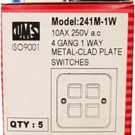 UMS METAL CLAD SWITCH 4GANG 1WAY/2WAY