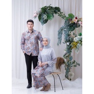 KEMEJA Albatik - NIRMALA GRAY COUPLE SET (shirt, skirt free shawl and women's kebya)