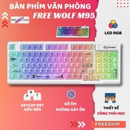 Mincom FreeWolf M95 Wired Keyboard - RGB LED, Transparent Keycap, Quiet Typing, Noise Reduction, Ful