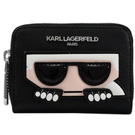 KARL LAGERFELD 卡爾 老佛爺公仔風琴多卡夾零錢包.黑/銀