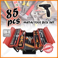 85pcs Spanner & Socket Set with 3 Layers Cantilever Metal Tool Box Ratchet Hand Tools CRV Ready Stoc
