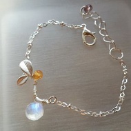 moonstone and agate silver-plated bracelet瑪瑙石 月光石/ 月亮石 鍍銀手鍊