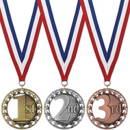 Hot！3 Pcs Award Medals - 1st 2nd 3rd Award Medals - Gold Silver Bronze Medals With Neck Ribbons - 3 