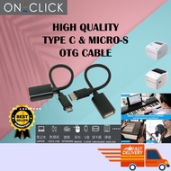 Ready Stock For Type-C Micro-S USB 2.0 High Quality OTG Cable Adapter For Android To Thermal Printer