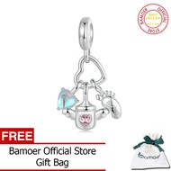 BAMOER 925ขวดนมเงินสเตอร์ลิงจี้เสน่ห์ลูกปัดสำหรับสร้อยข้อมือสร้อยคอผู้หญิงของขวัญส่วนบุคคลเครื่องประ
