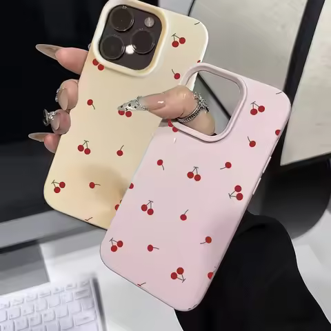 Cherry Lichee Pattern Case For VIVO V50 Lite V40 V30 Pro V30E Y36 Y04 Y39 Y27 Y28 Y16 Y29 Y77E Y75 Y