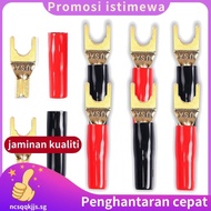 Y Plug Spade Connector for Speaker Wire,8 Pcs Y Spade Plug 45 Degree Gold Plated U Fork Spade Plug C