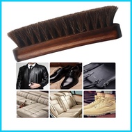 ❏ ☽ △ 4Pcs Set Horse Hair Shoe Shine Brush Long Wood Handle Shoe Brush Shoe Cleaning Brush