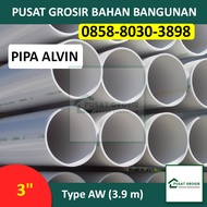 Pipa PVC 3" D Merek Alvin Pipa Paralon 3inch D Per Btg (3,9m)