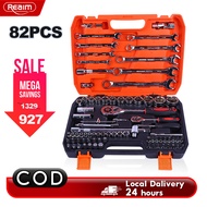REAIM 82 Pcs Tools Socket Wrench Set Heavy Duty Tools Set for Motorcycle Car Tool Box Set