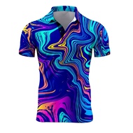 Mens Golf Polo Shirts 3d Print Flower Pattern Short Sleeve Button Polo Shirt Clothes Mens Oversized
