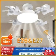 50W 60W E27 Drone Fan with LED Light Remote Control 2 in 1 Hanging Fans 3 Wind Speed & 3 Gears Brigh