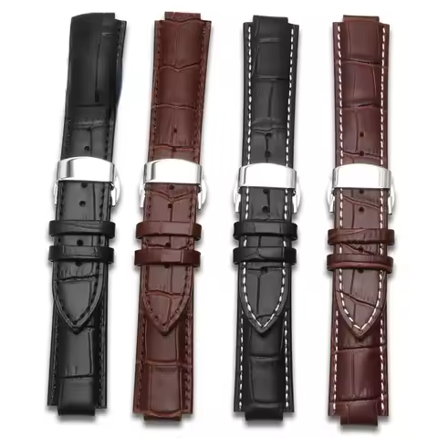 Watch Strap Men's Leather Watch Chain Raised Mouth 10 12mm Butterfly Clasp For Louis Vuitton Men's a